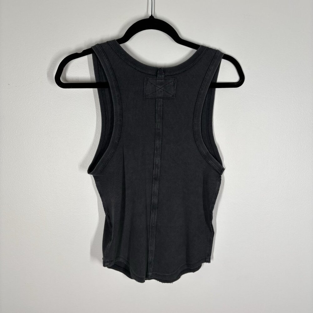 We The Free Women XL Washed Black Ribbed Jersey Grunge Kate Scoop Tank Top NWOT - Picture 11 of 12
